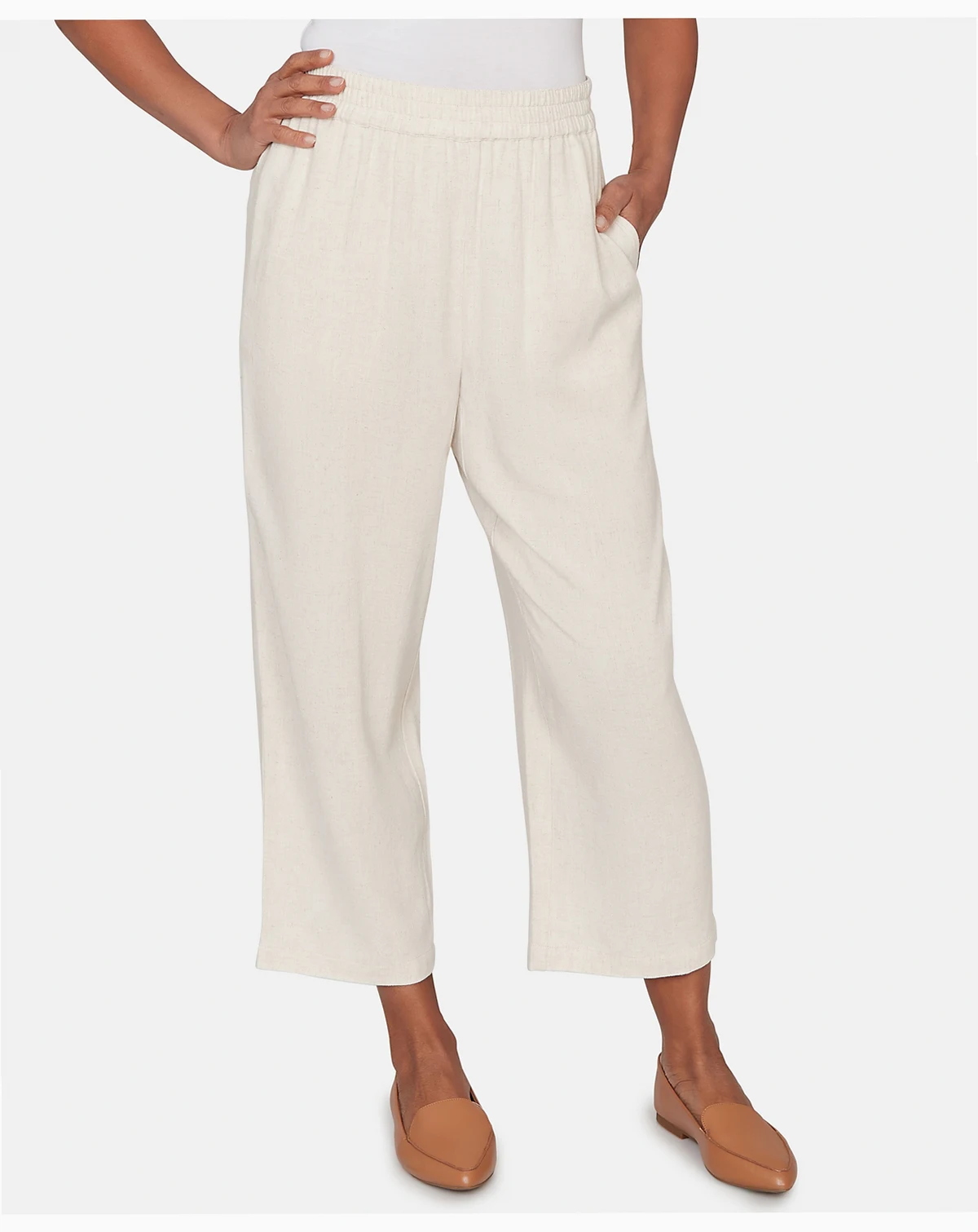 Petite Natural Wonder Linen Elastic Waist Ankle Pants