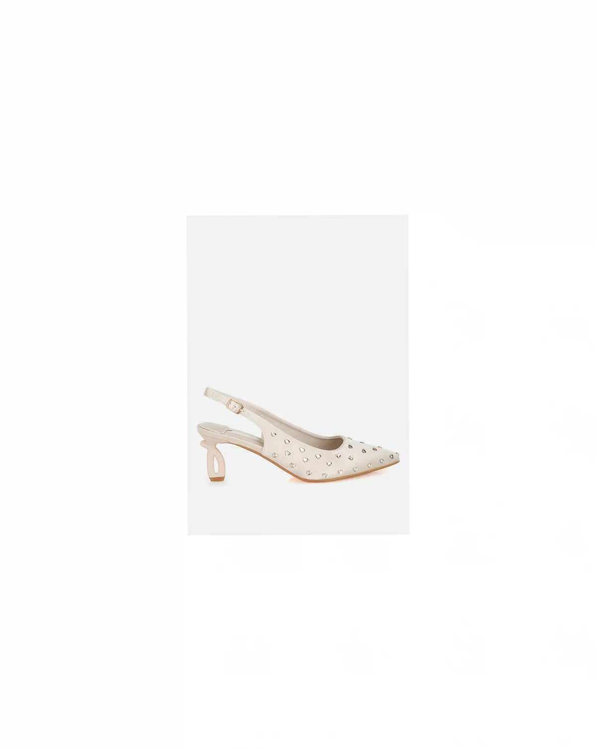 Womens Dasavla Heart-Shaped Rhinestone Studded Slingbacks