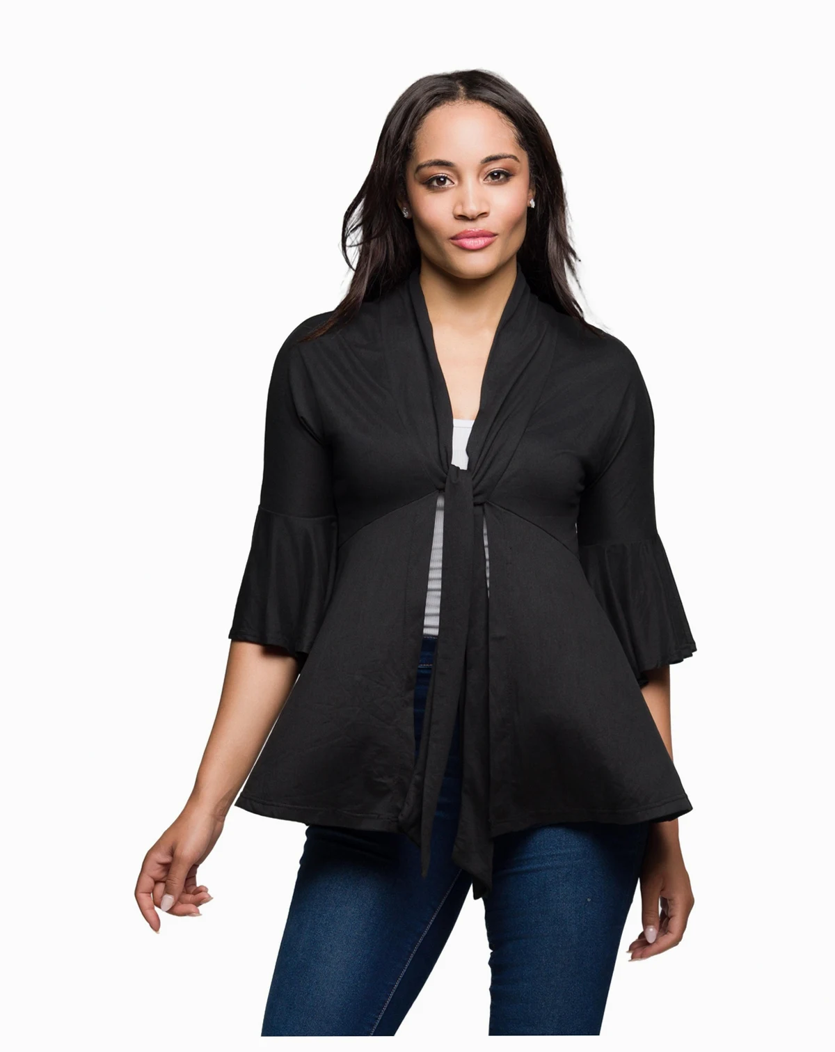 Women's Tie Front Bell Sleeve Top