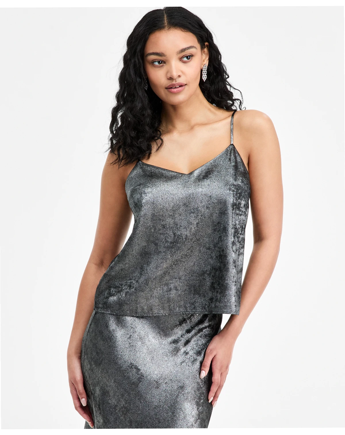 Juniors' Metallic V-Neck Camisole Top, Macy's Exclusive