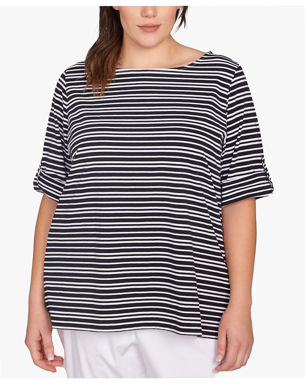 Plus Size Variegated Stripe Knit Top