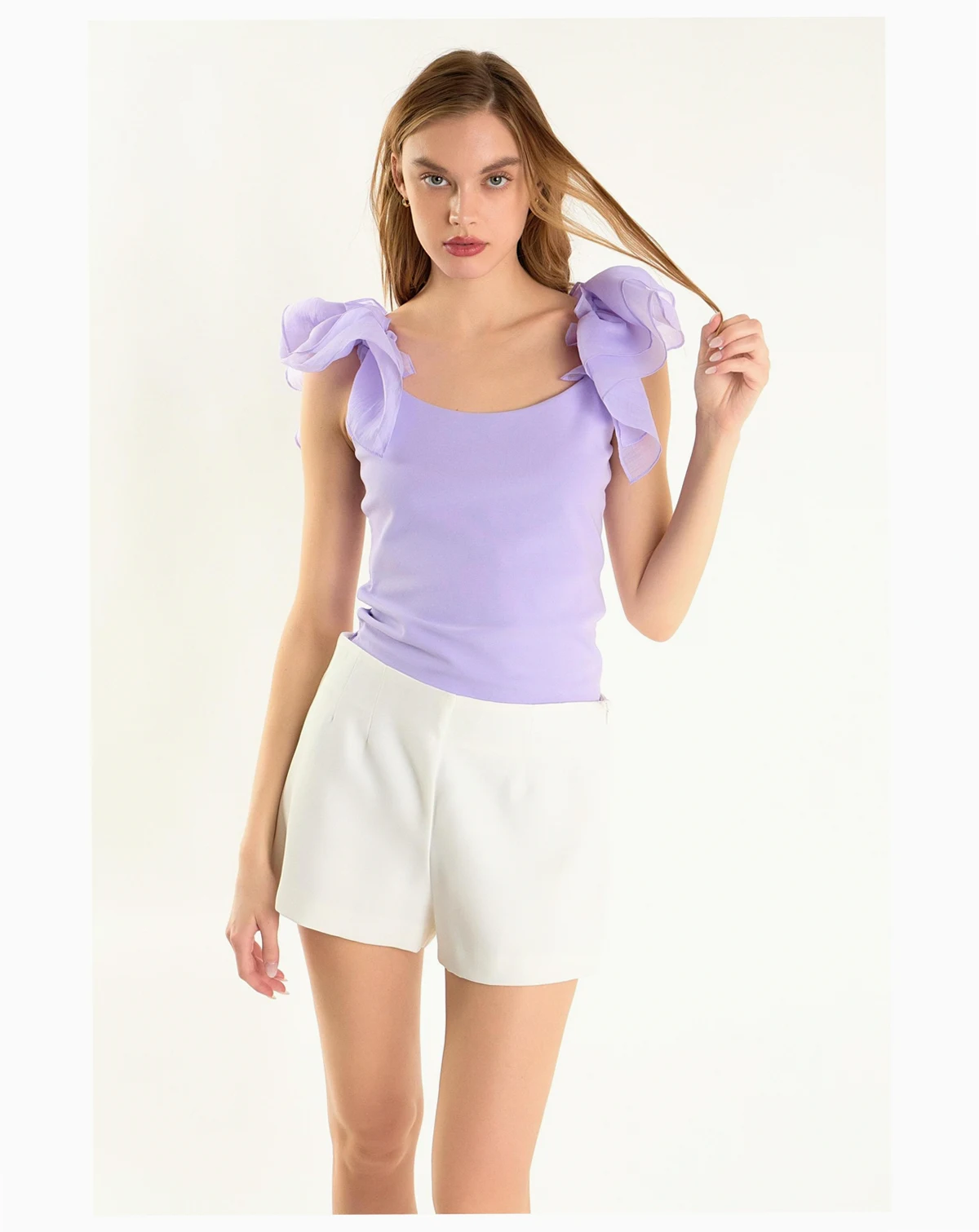 Women's Organza Ruffle with Knit Top
