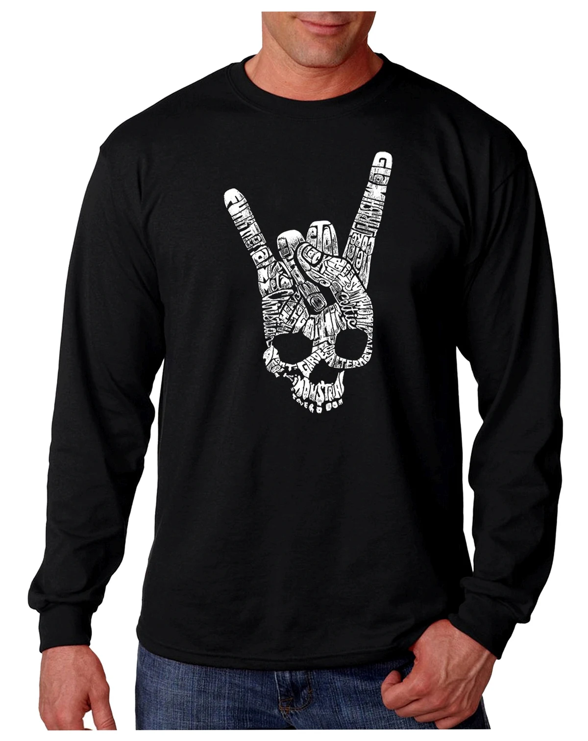 Men's Heavy Metal Genres Word Art Long Sleeve T-shirt