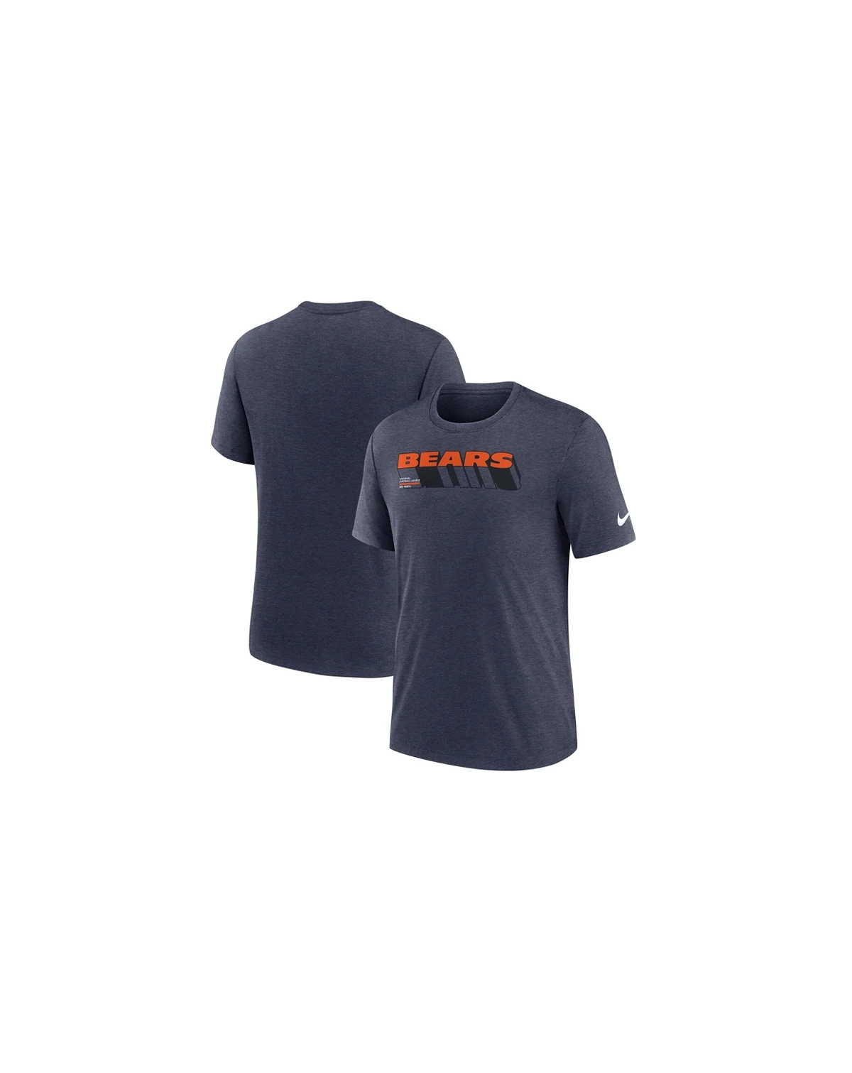 Men's Heather Navy Chicago Bears Long Pass Tri-Blend T-Shirt