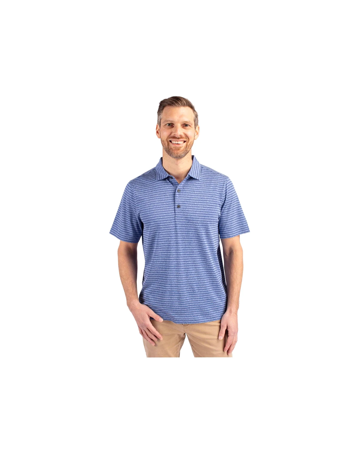 Men's Forge Eco Heather Stripe Stretch Recycled Polo Shirt