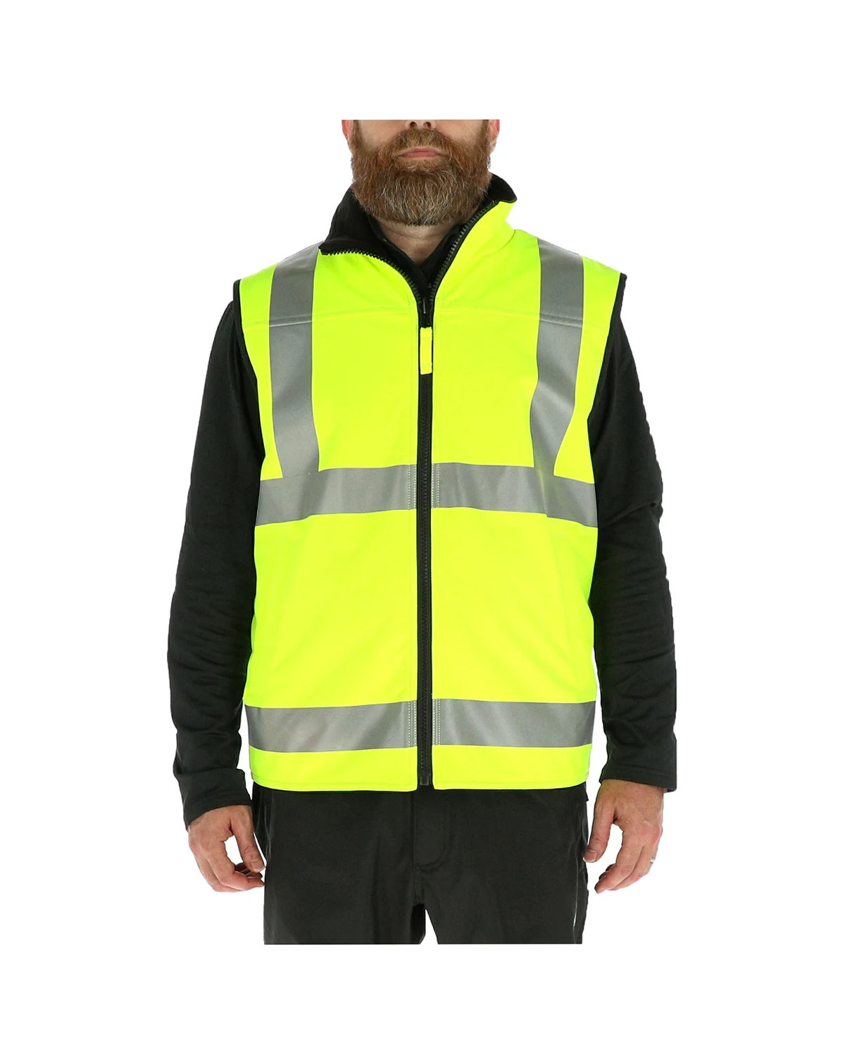 Big & Tall Hi Vis Reversible Softshell Vest - Water-Resistant, Insulated, High-Visibility Safety Work Gear