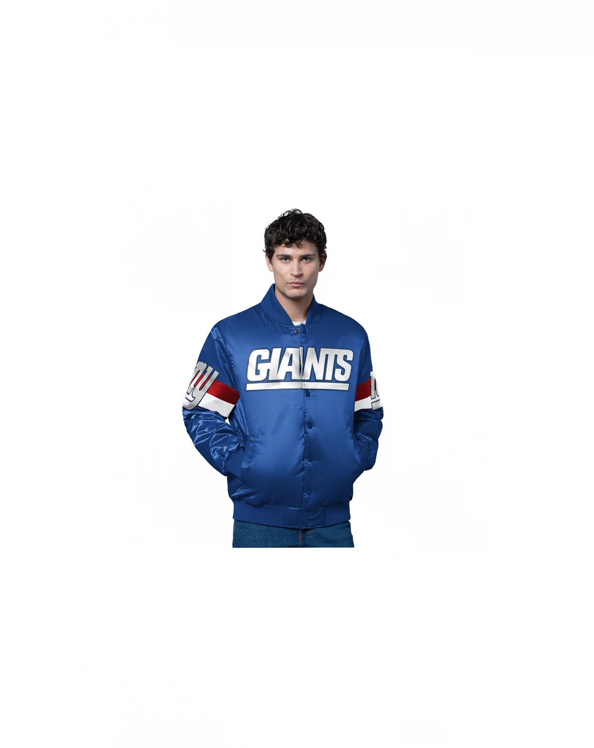 Men's Royal New York Giants Triple Option Satin Varsity Vintage Logo Full-Snap Jacket