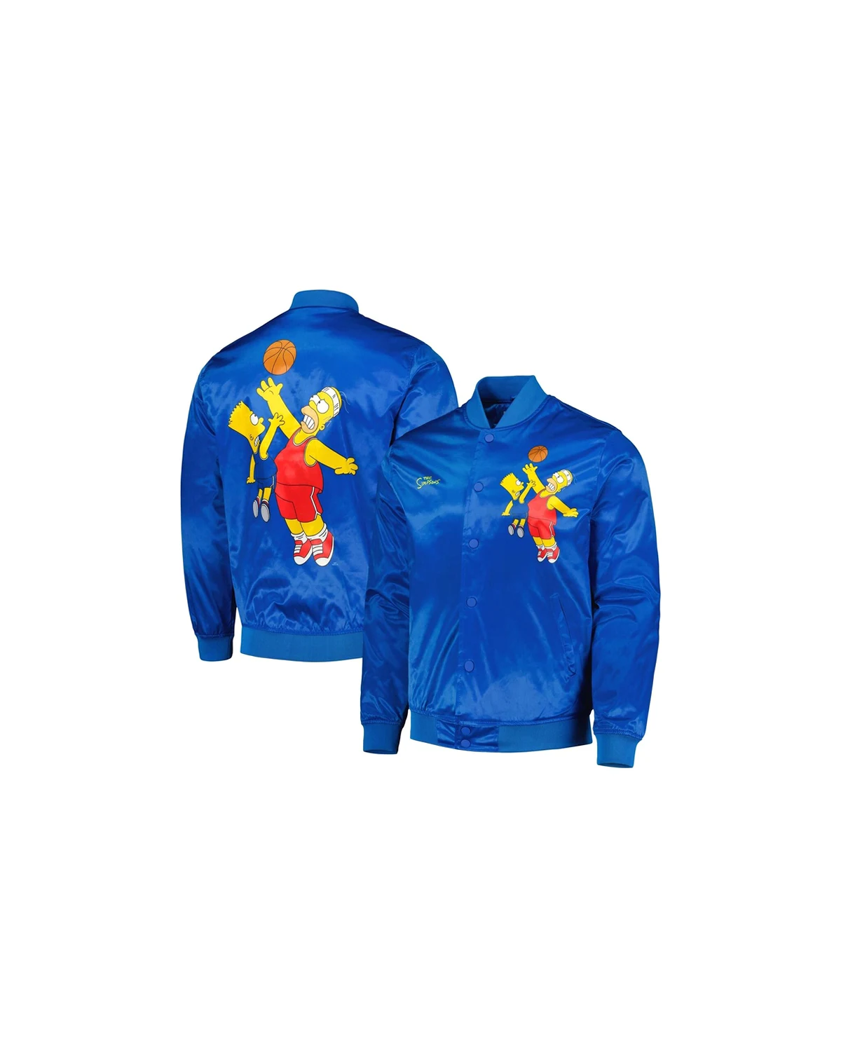 Men's Blue The Simpsons Basketball Satin Full-Snap Jacket