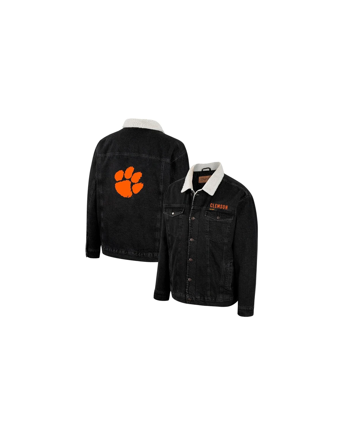 Men's x Wrangler Charcoal Clemson Tigers Western Button-Up Denim Jacket