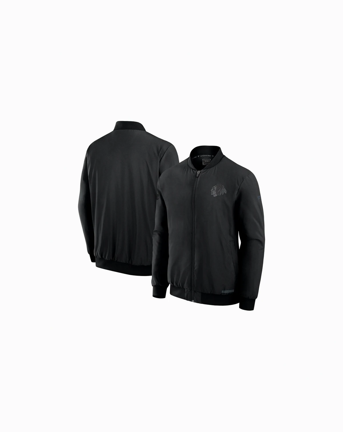 Men's Black Chicago Blackhawks Authentic Pro Road Full-Zip Bomber Jacket
