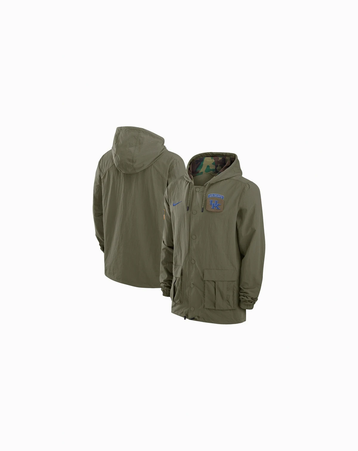 Men's Olive Kentucky Wildcats 2024 Military Appreciation Full-Snap Hoodie Military Jacket