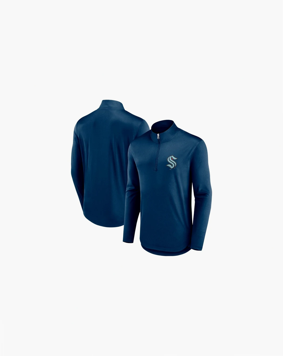Men's Deep Sea Blue Seattle Kraken Mock Neck Quarter-Zip Jacket