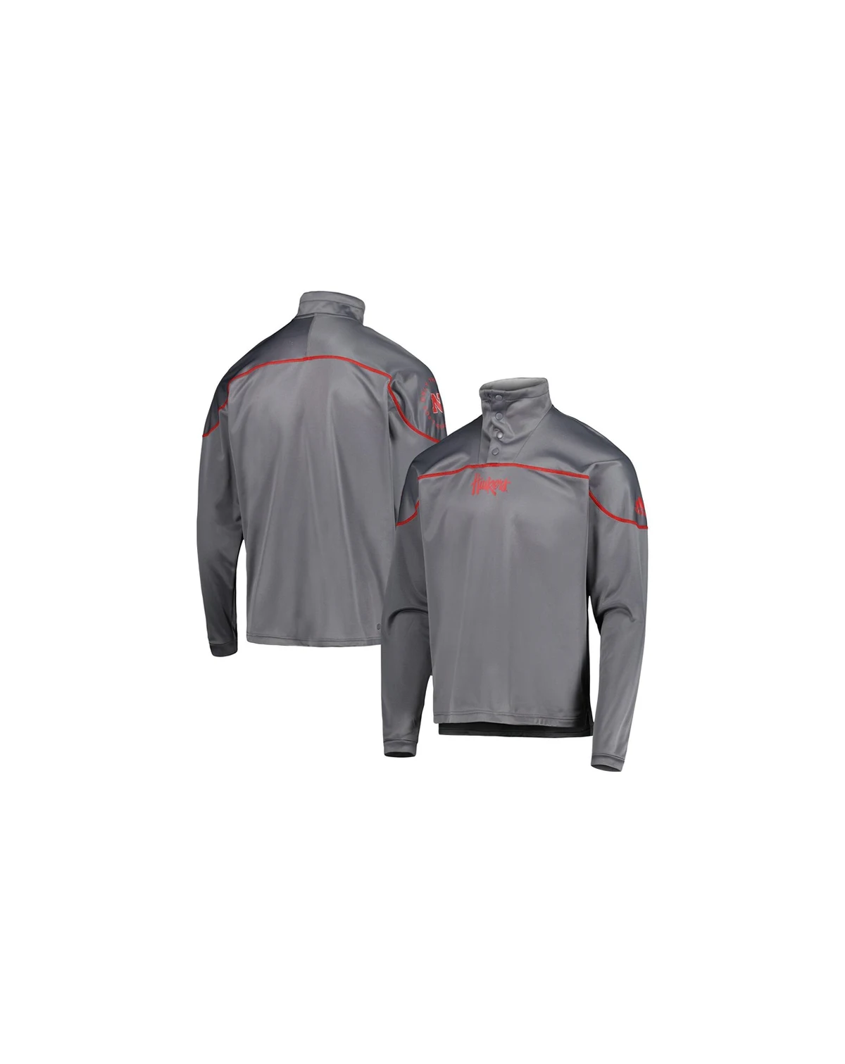 Men's Gray Nebraska Huskers AEROREADY Knit Quarter-Snap Jacket
