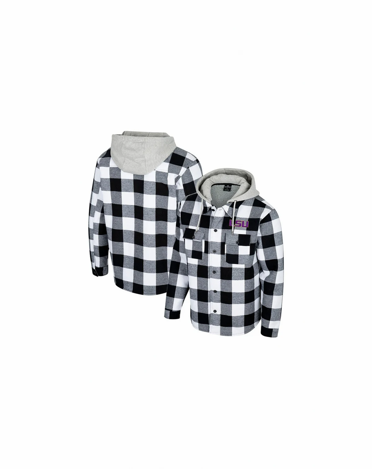 Men's Black/White LSU Tigers Buffalo Plaid Full-Zip Jacket