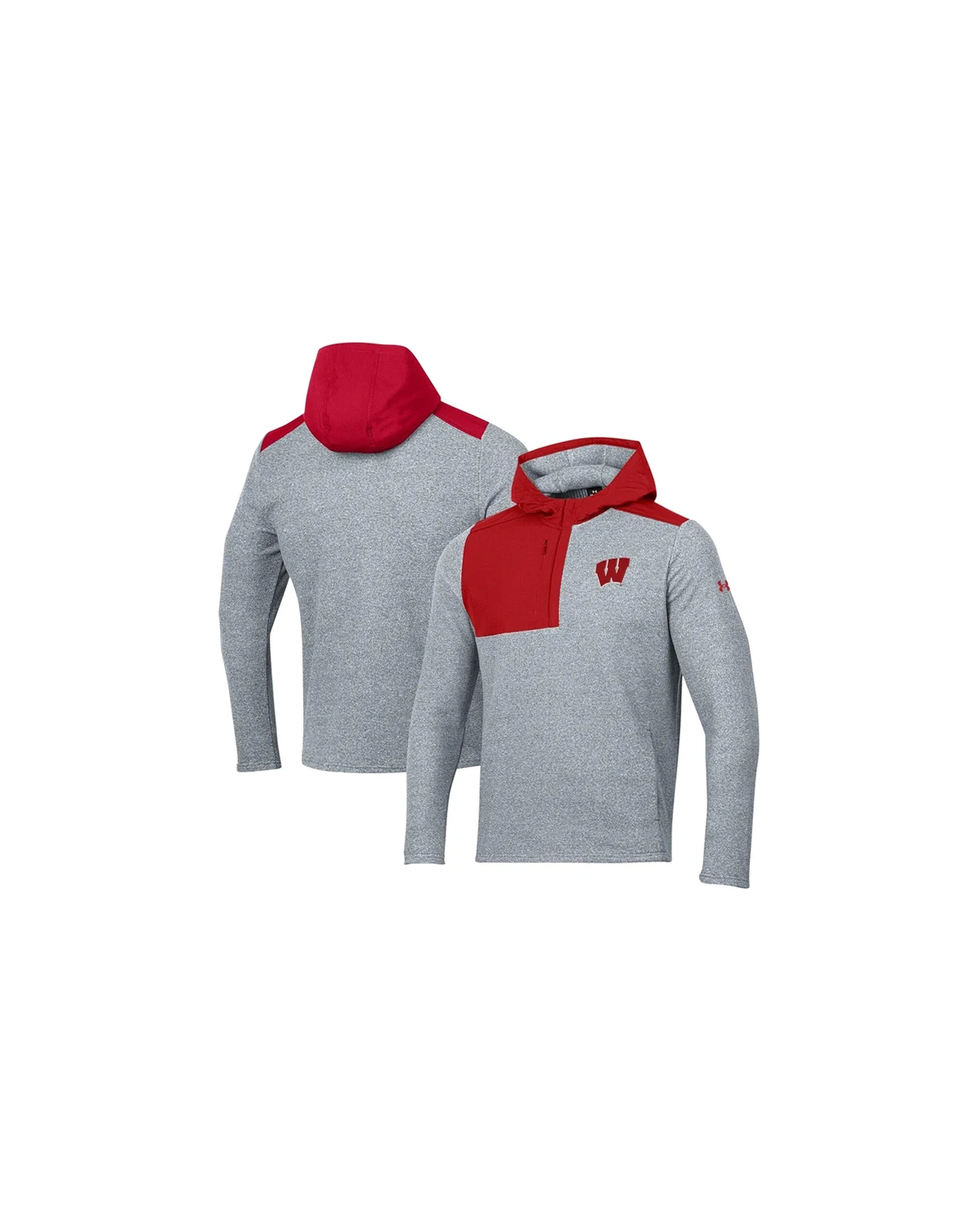 Men's Gray Wisconsin Badgers Survivor Fleece Hoodie Quarter-Zip Jacket