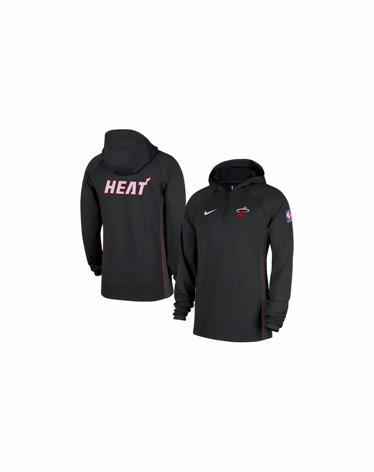 Men's Black Miami Heat Authentic On Court Zone Quarter-Zip Dri-FIT Hoodie Jacket