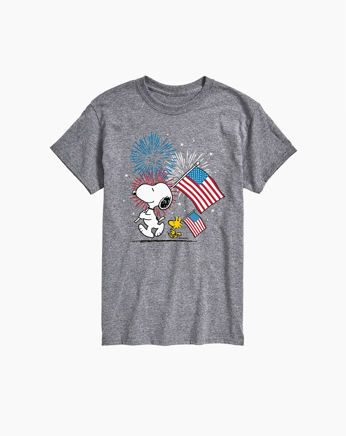 Men's Peanuts Snoopy Flag Fireworks Short Sleeve T-Shirt