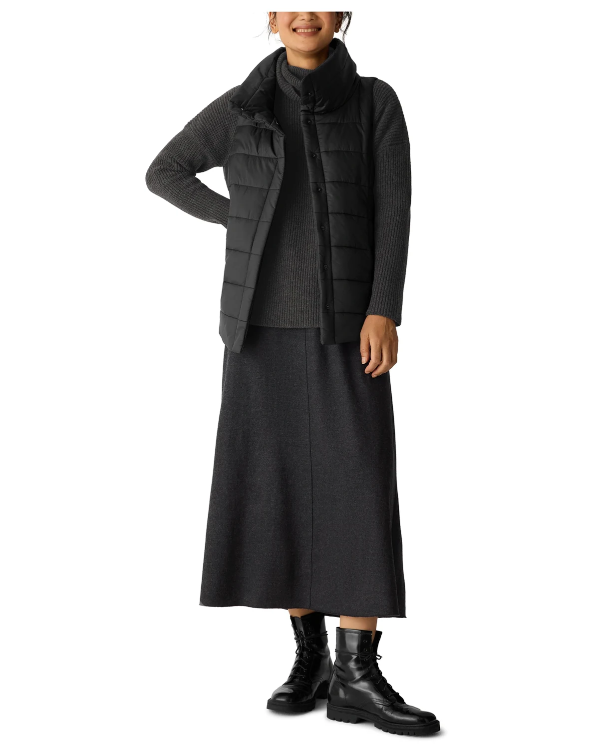 Women's Stand Collar Sleeveless Vest, Regular and Plus