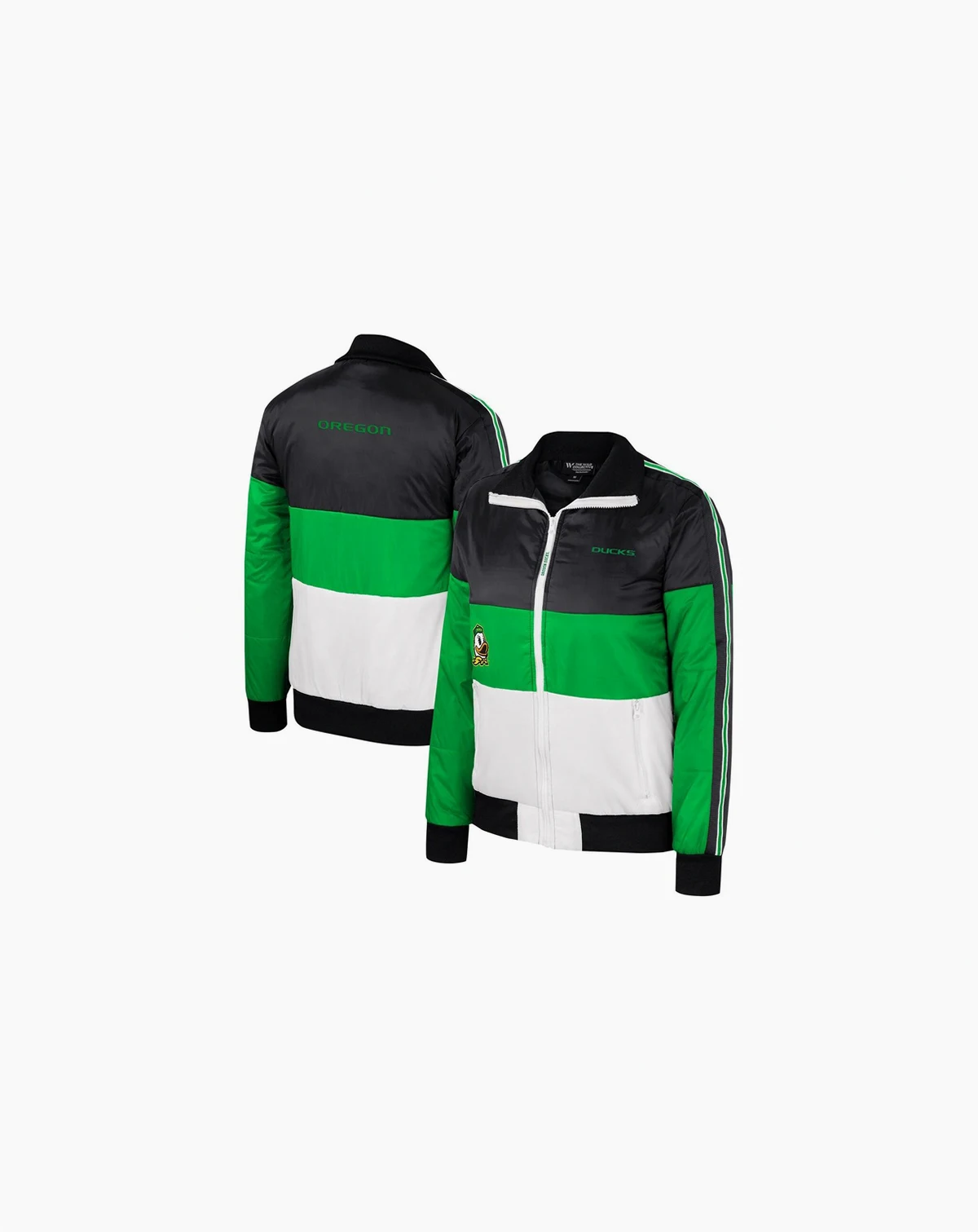 Women's Green Oregon Ducks Color-Block Puffer Full-Zip Jacket