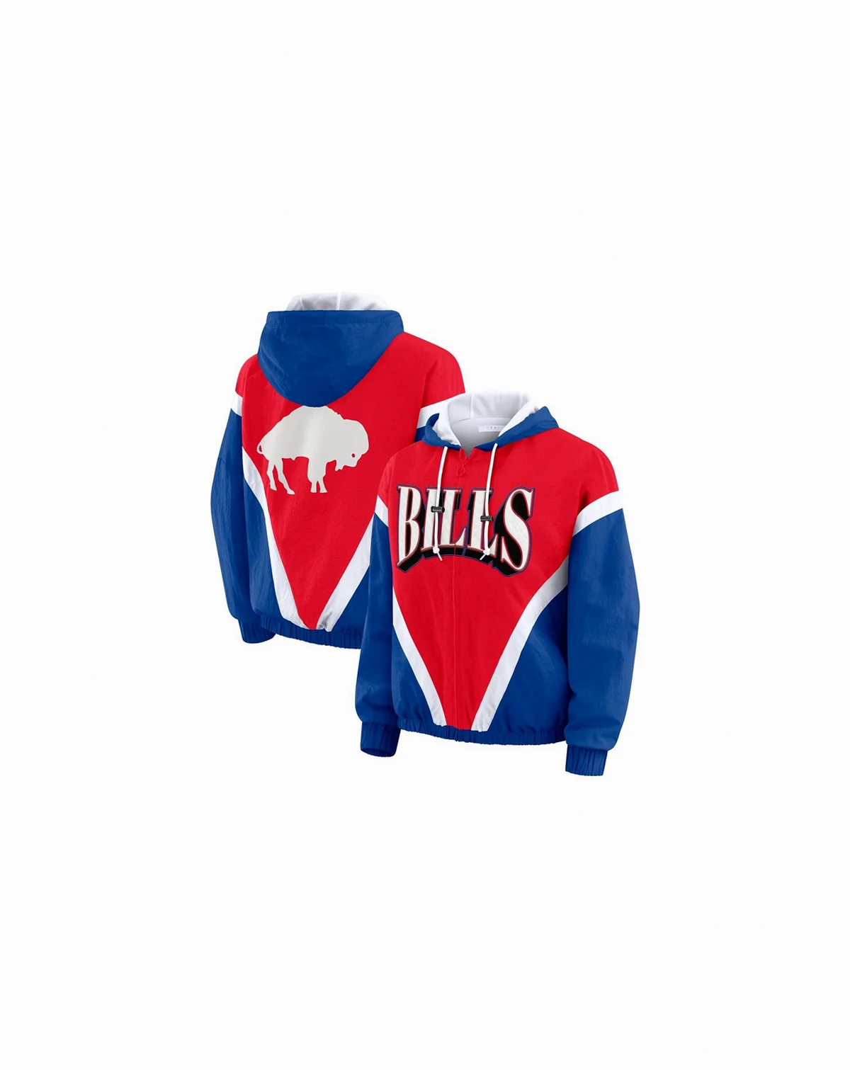 Women's Red/Royal Buffalo Bills Plus Size Retro Crinkle Full-Zip Windbreaker Jacket