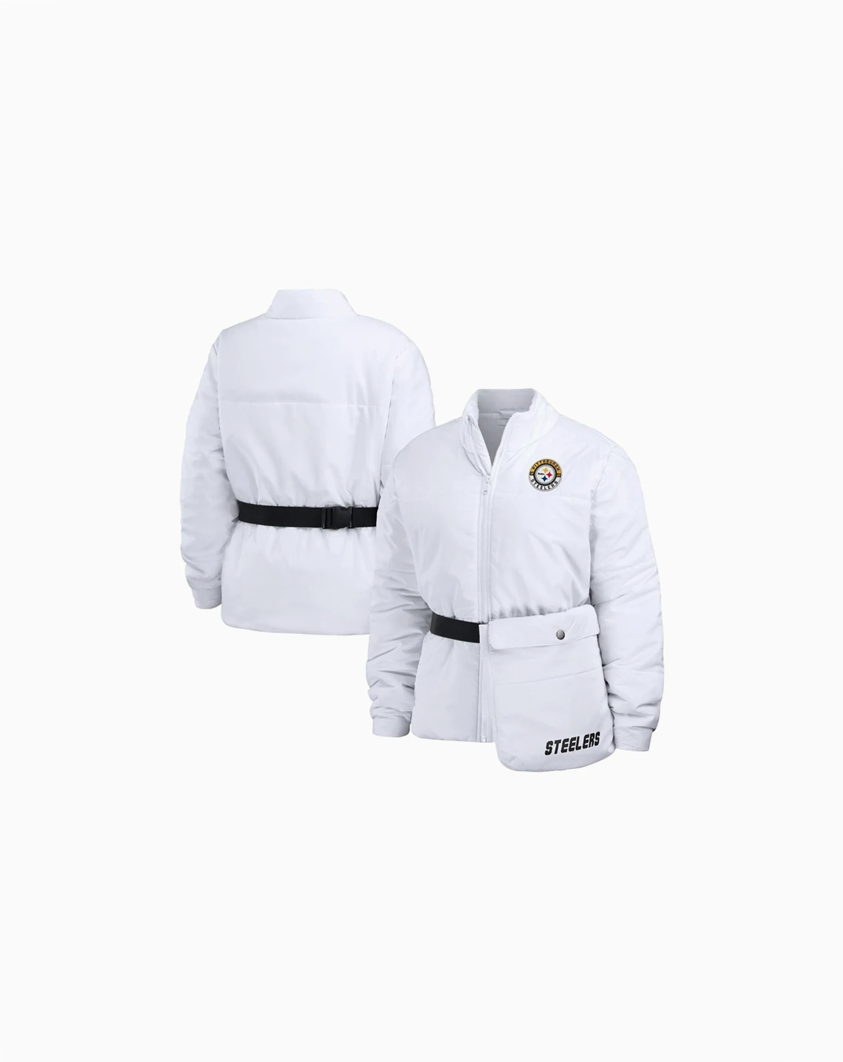 Women's White Pittsburgh Steelers Packaway Full-Zip Puffer Jacket