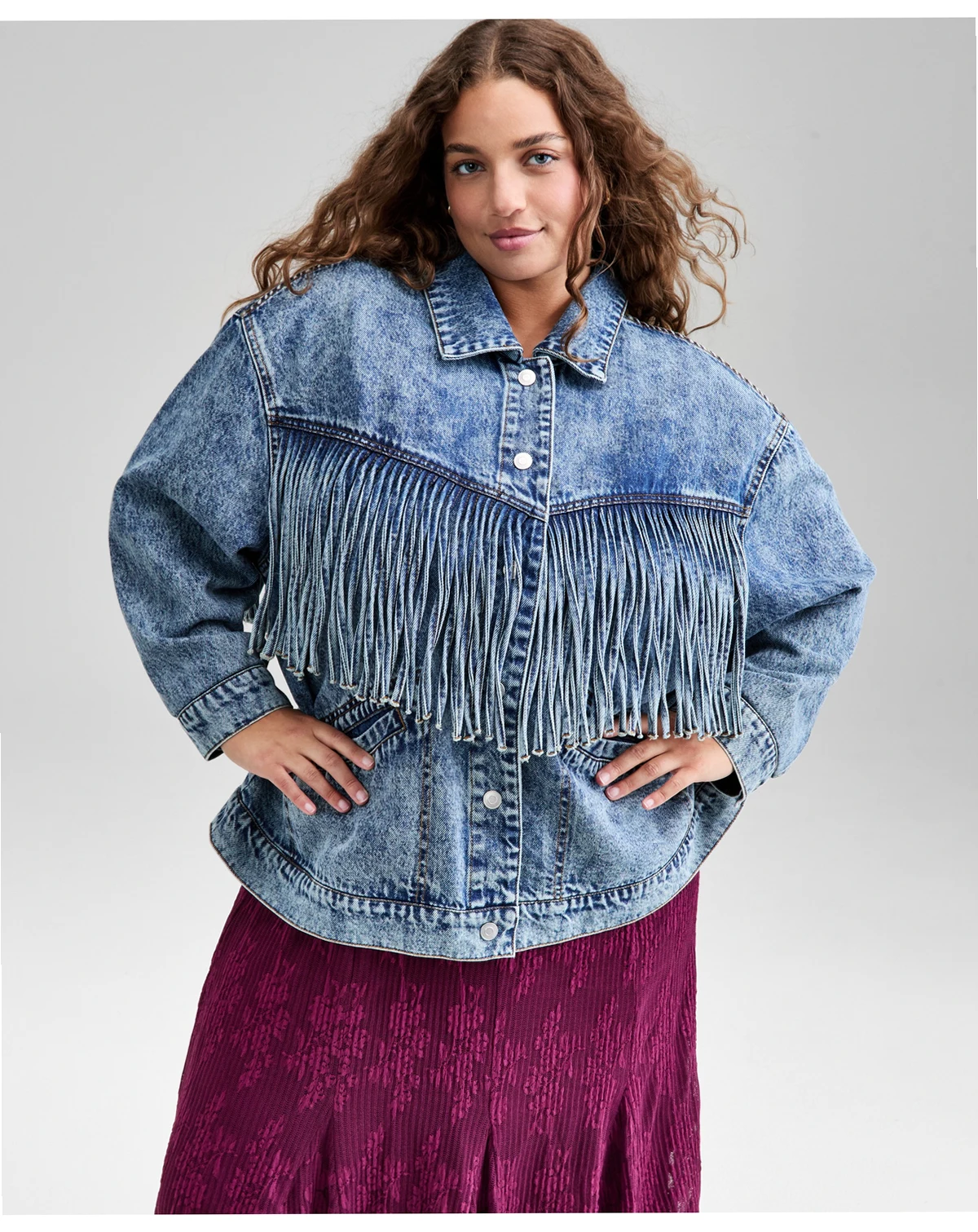 Women's Fringed Denim Jacket, Macy's Exclusive