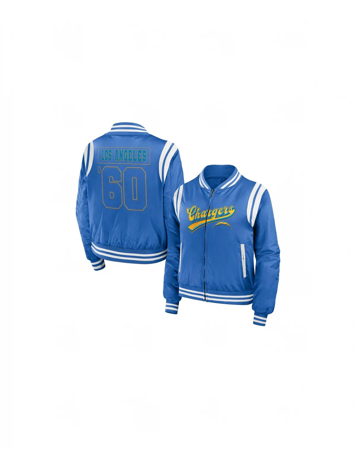 Women's Powder Blue Los Angeles Chargers Bomber Full-Zip Jacket