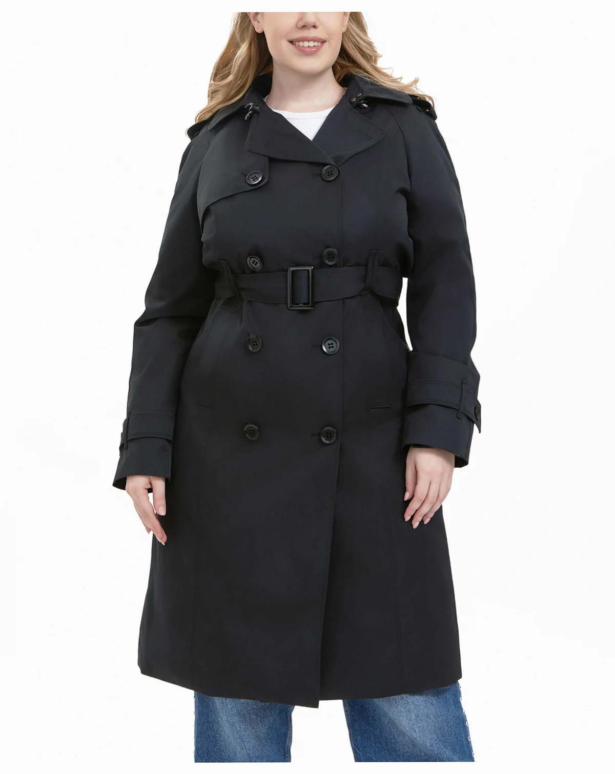 Plus Size Eliana Water Resistant Hooded Trench Coat