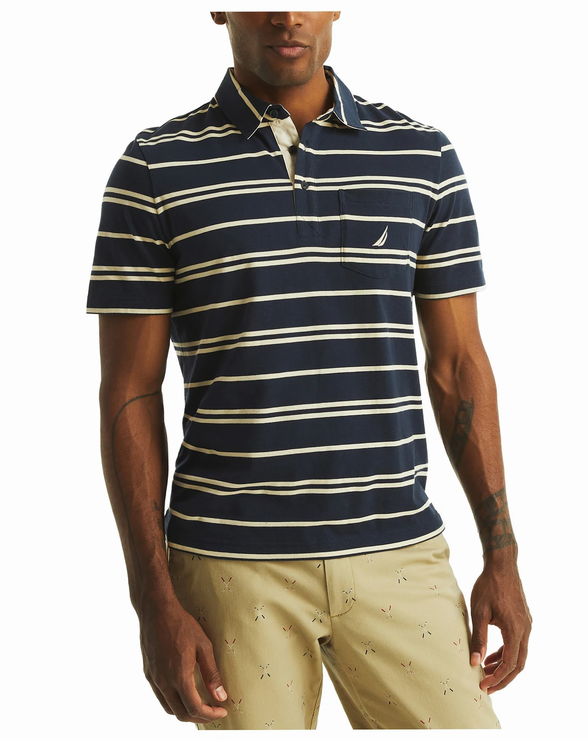 Men's Short Sleeve Striped Polo Shirt