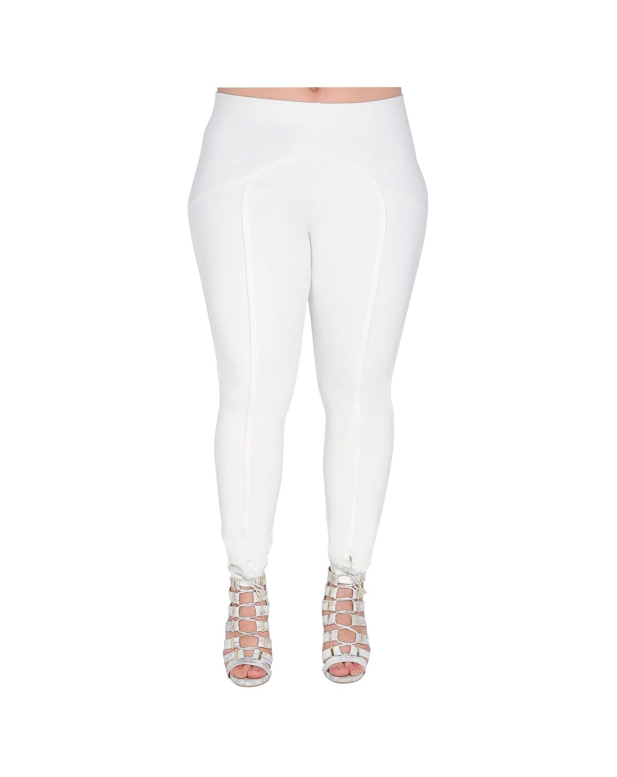 Plus Size Ivory Stretch Ponte Skinny Legging Pants