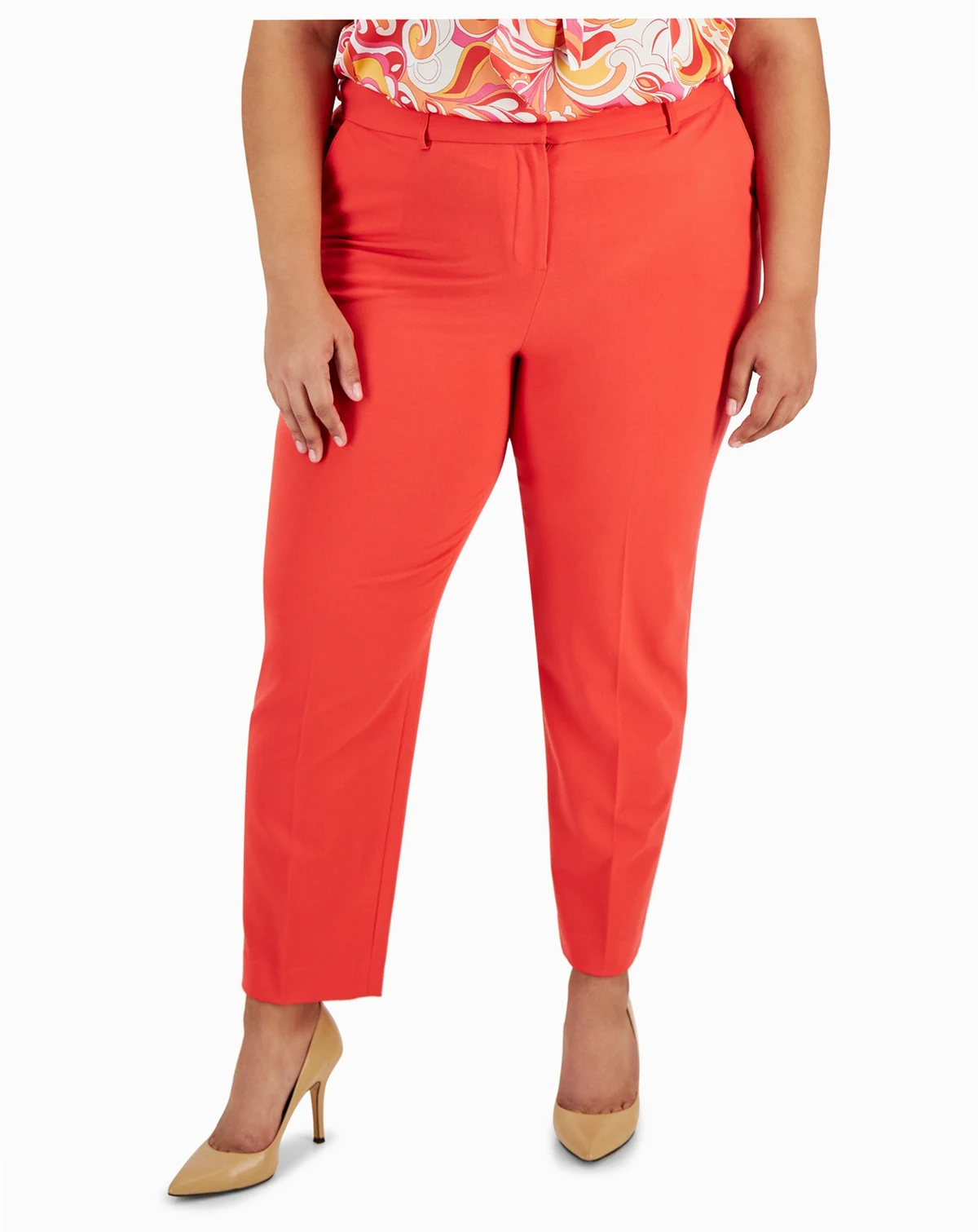 Plus Size Classic Mid Rise Ankle Pants