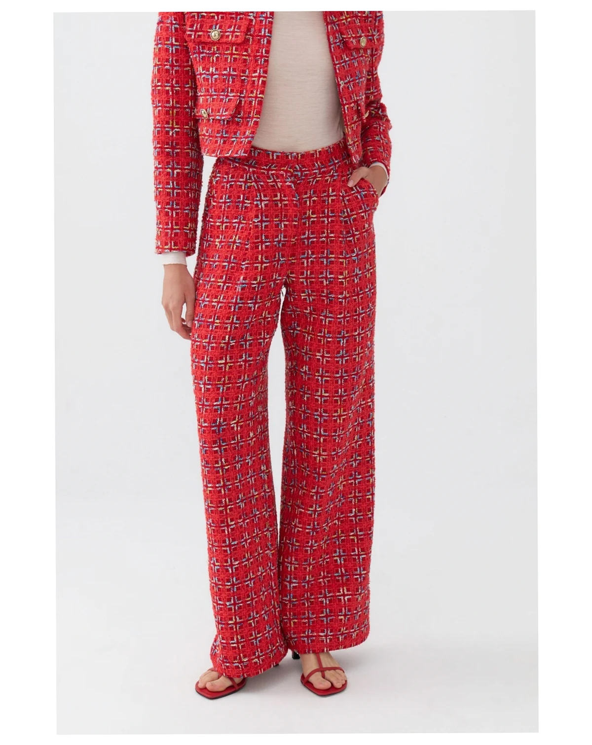 Women's High-Waist Tweed Pants