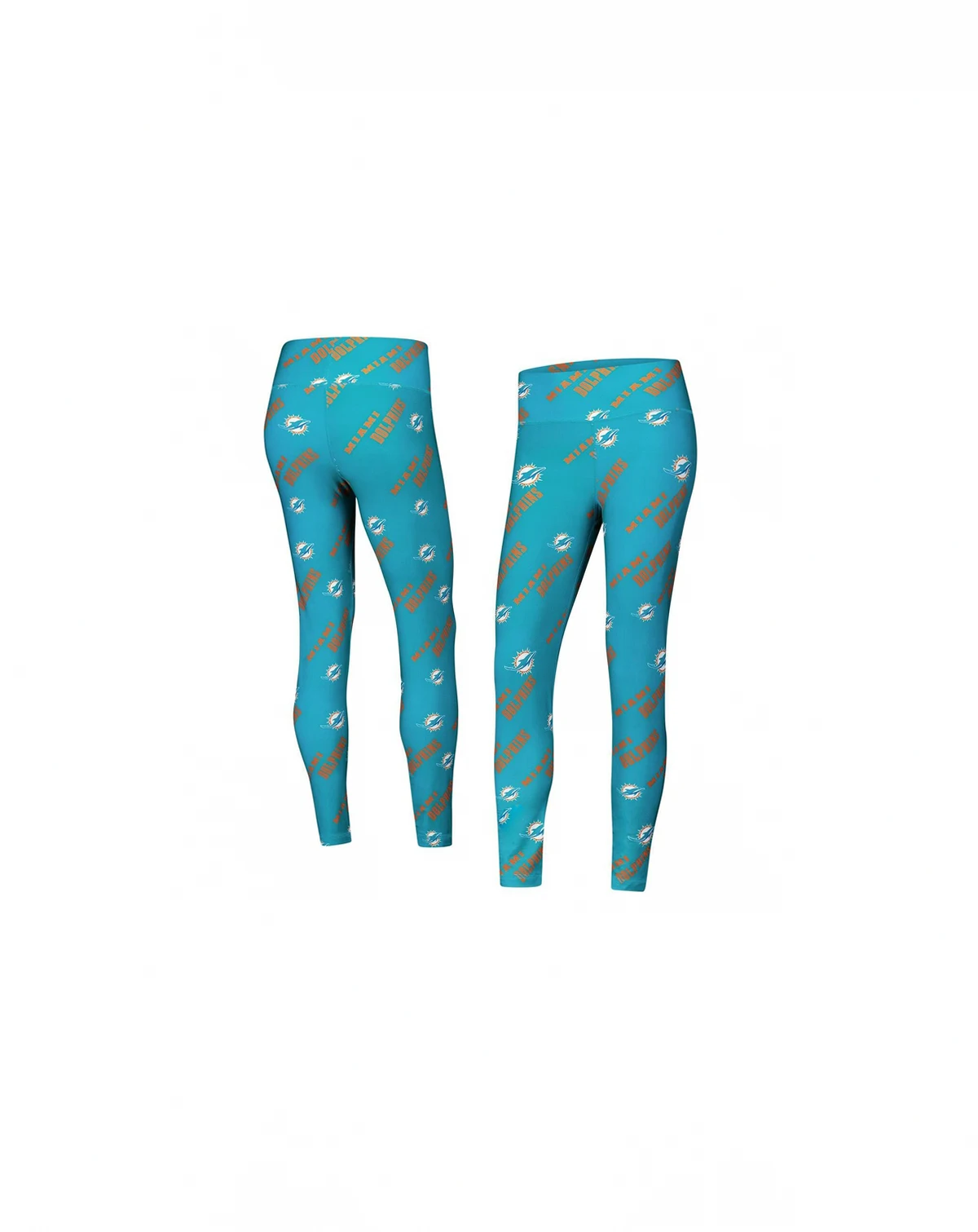 Women's Aqua Miami Dolphins Breakthrough Allover Print Knit Sleep Leggings