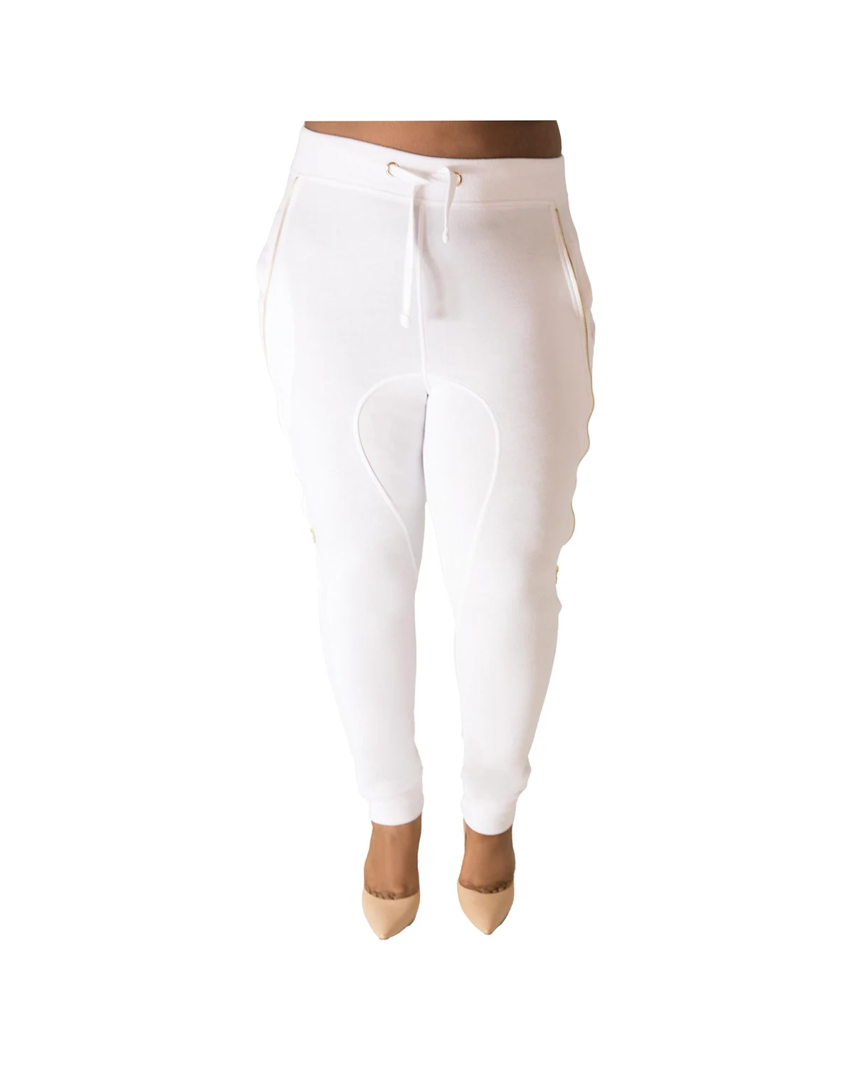 Plus Size Zipper Trim Jogger Pants