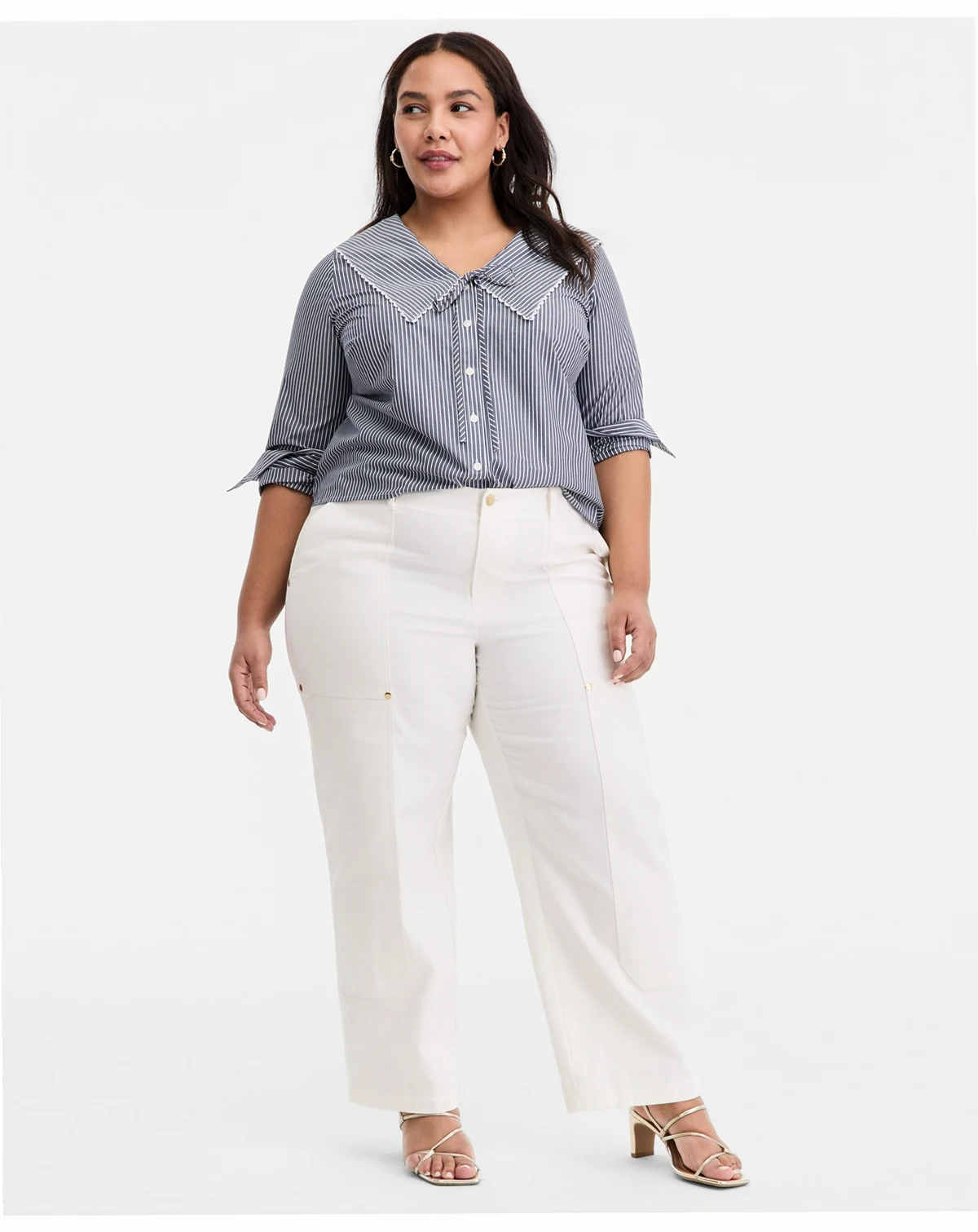 Trendy Plus Size High Rise Utility Straight Leg Pants, Macy's Exclusive