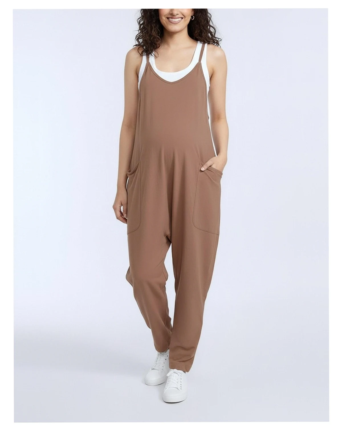 Maternity Motherhood Sleeveless Relaxed Fit Jumpsuit Motherhood