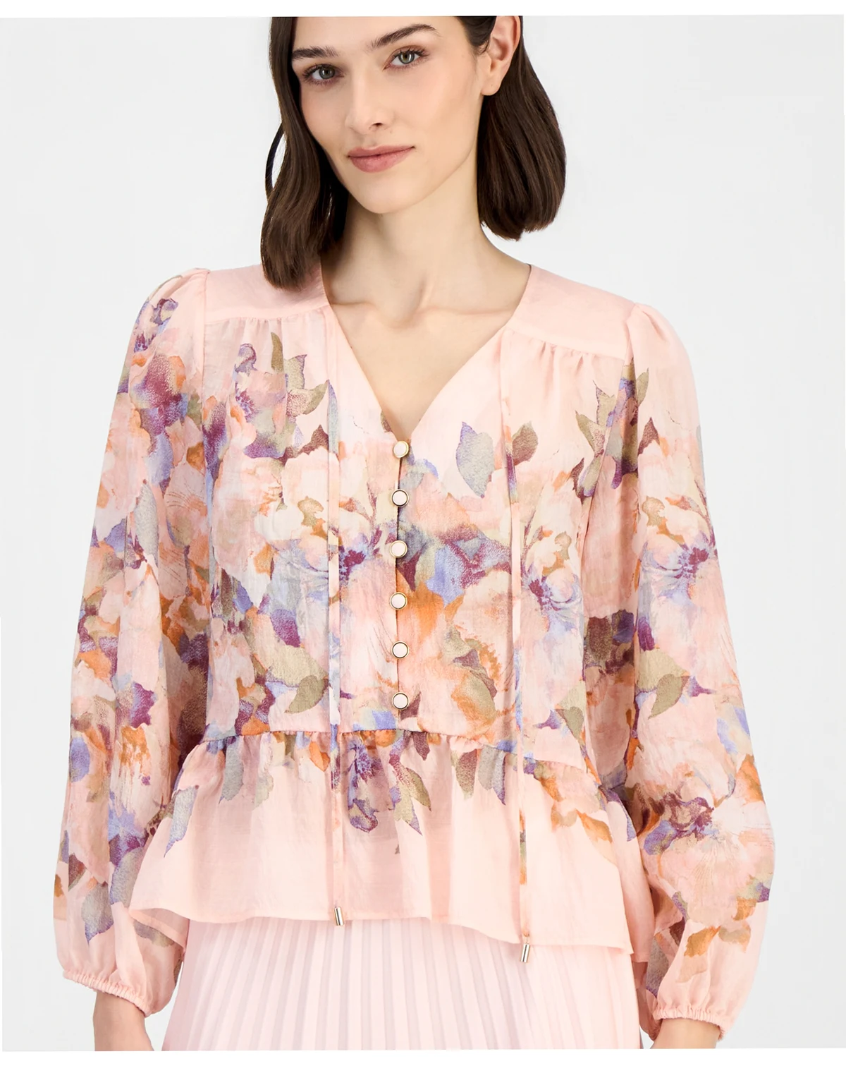 Women's Printed Chiffon Peplum Blouse