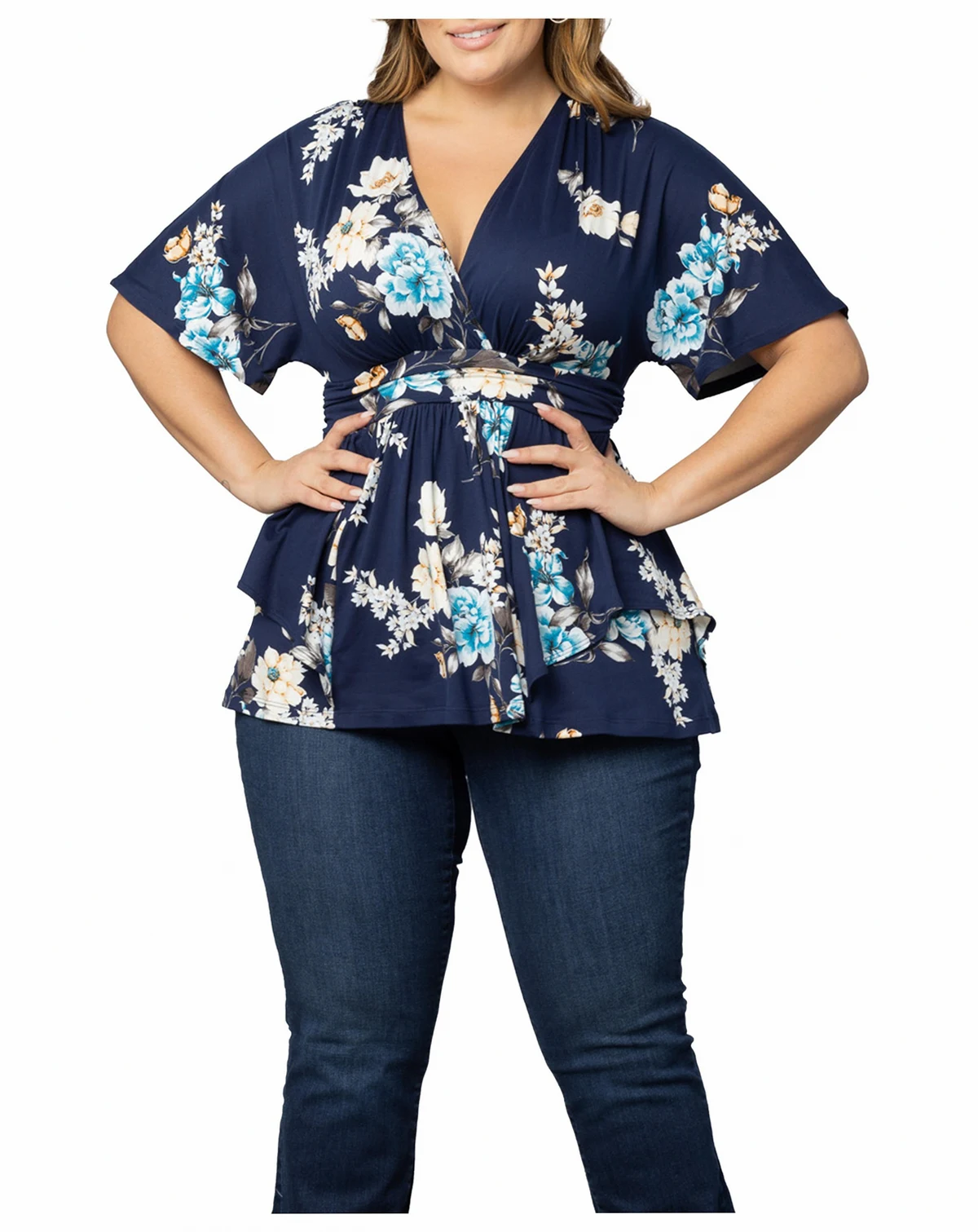 Plus Size Encore Short Sleeve Printed Top