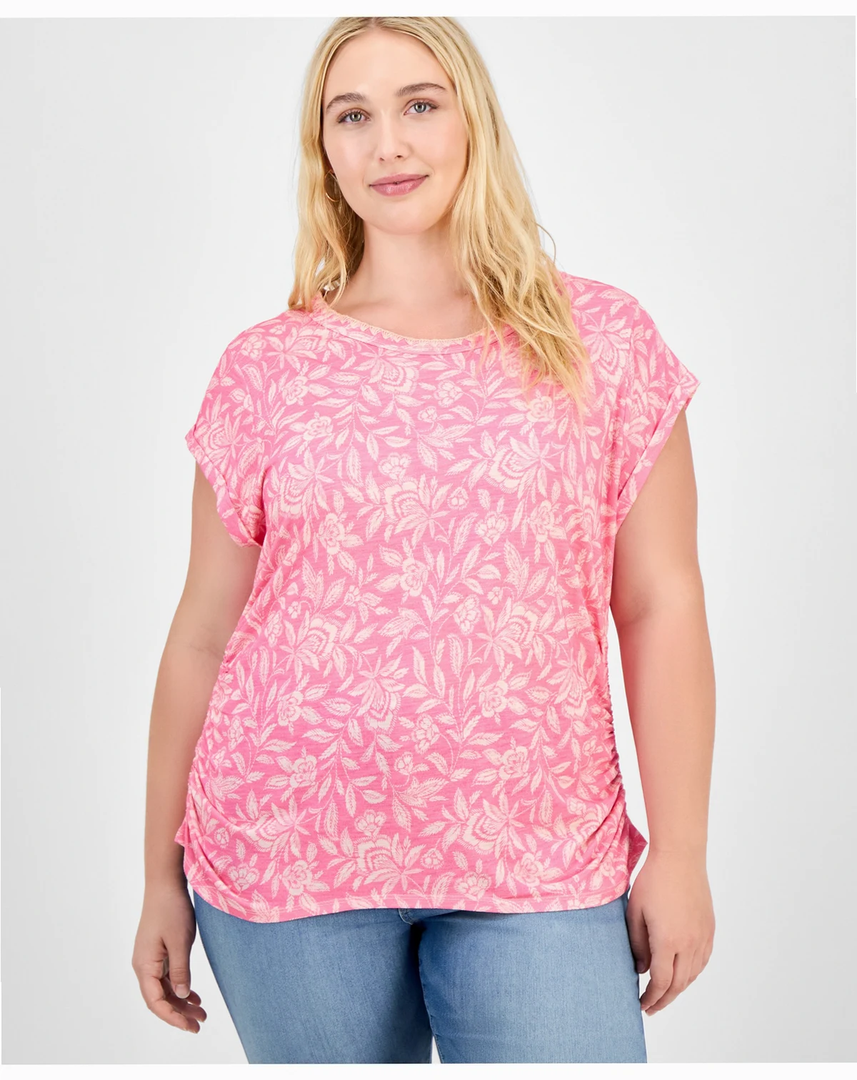 Women's Printed Cap-Sleeve Top
