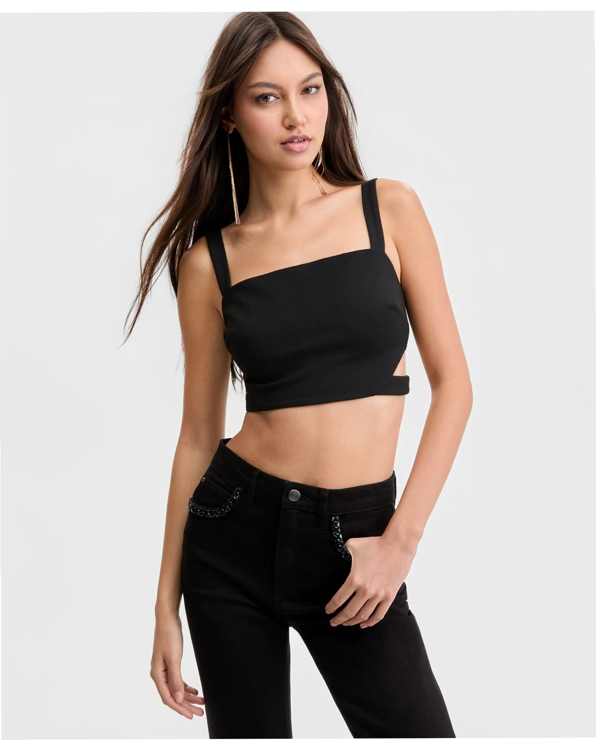 Women's Koryn Cropped Ponte Cage-Back Top
