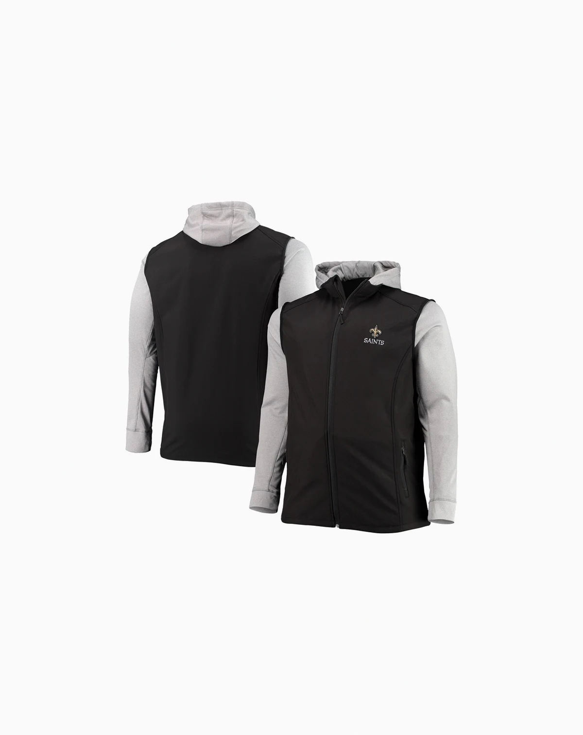 Men's Black and Gray New Orleans Saints Big and Tall Alpha Full-Zip Hoodie Jacket