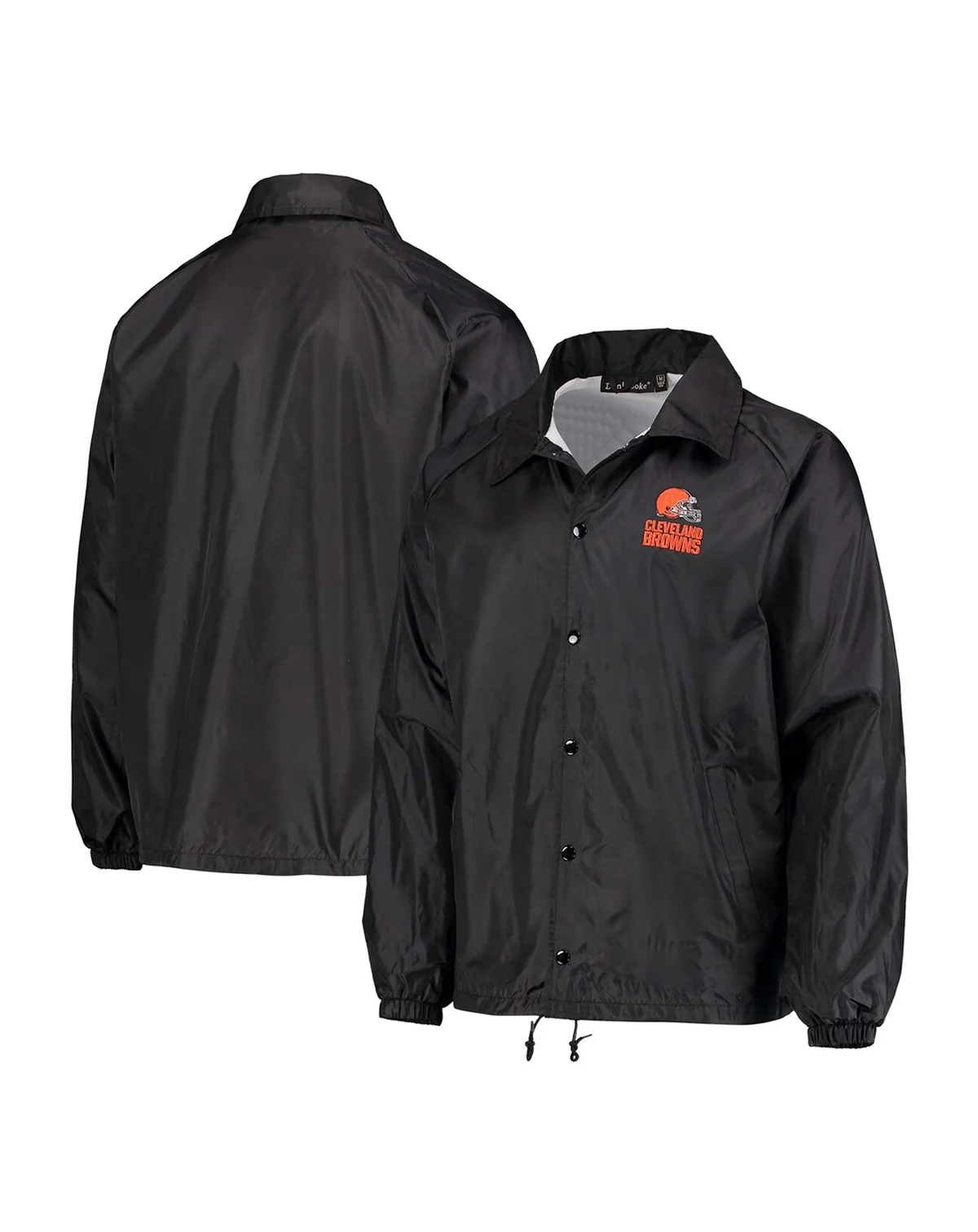 Men's Black Cleveland Browns Coaches Classic Raglan Full-Snap Windbreaker Jacket