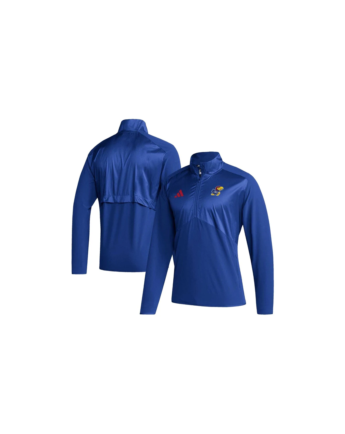 Men's Royal Kansas Jayhawks Sideline AEROREADY Raglan Sleeve Quarter-Zip Jacket