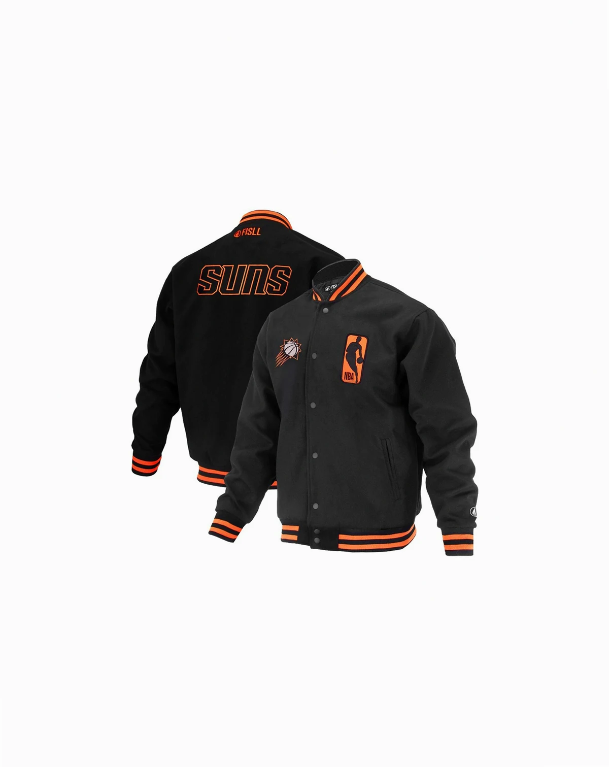 Men's and Women's Black Phoenix Suns Logo Man Shadow Collection Full-Snap Varsity Jacket