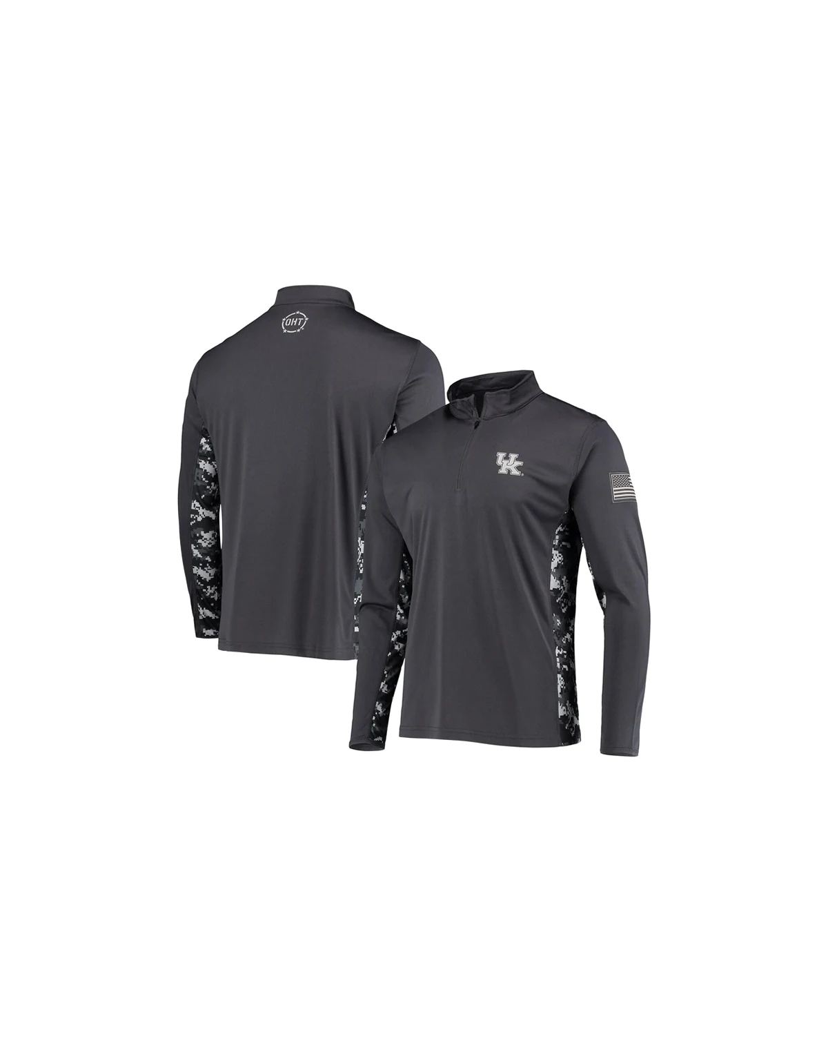 Men's Charcoal Kentucky Wildcats OHT Military-Inspired Appreciation Digi Camo Quarter-Zip Jacket