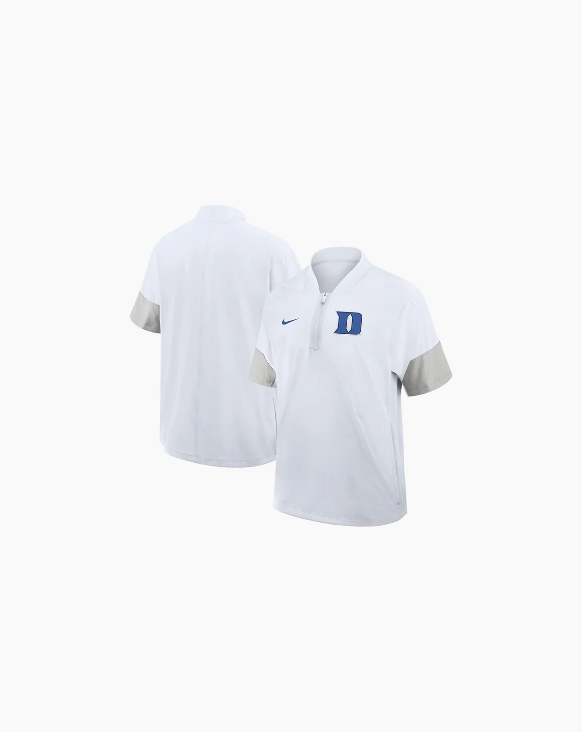 Men's White Duke Blue Devils 2025 Sideline Short Sleeve Quarter-Zip Coach Jacket