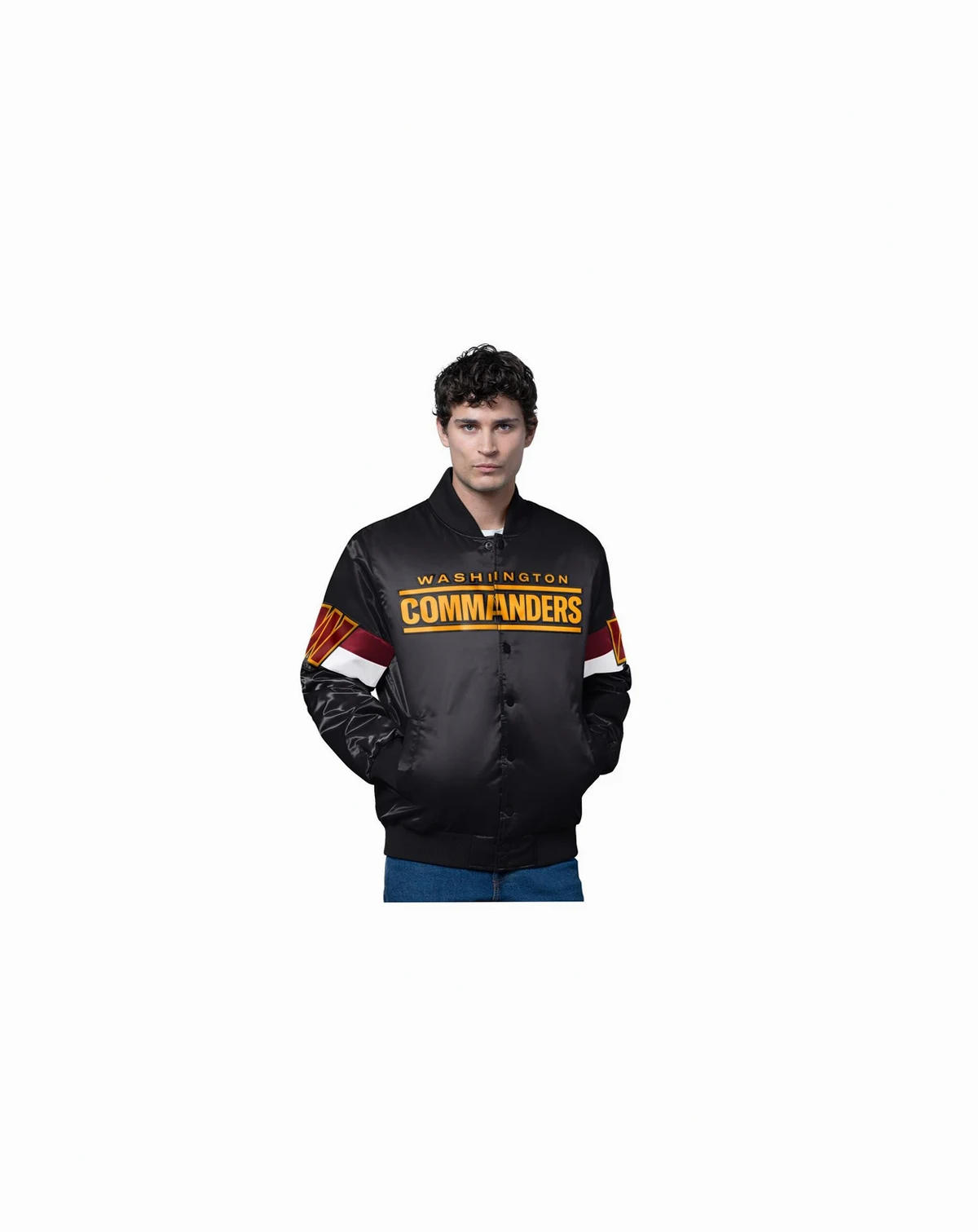 Men's Black Washington Commanders Triple Option Full-Snap Varsity Jacket