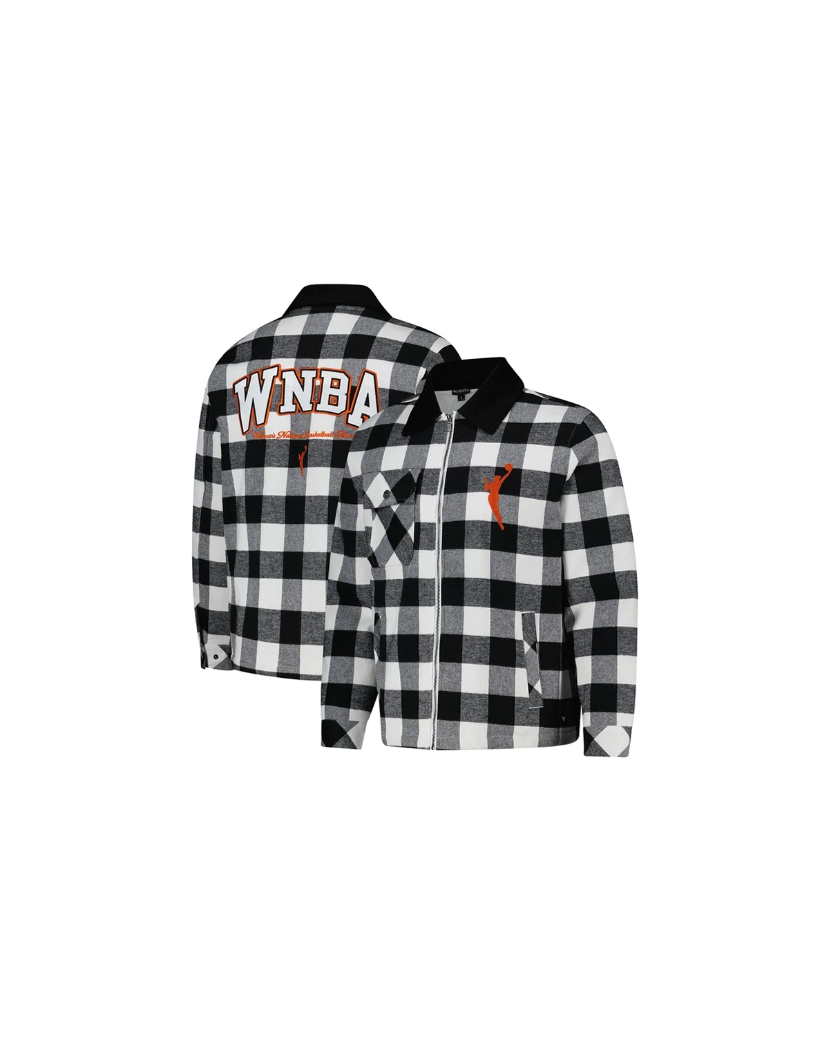 Men's and Women's Black/White WNBA Gear Flannel Full-Zip Shacket