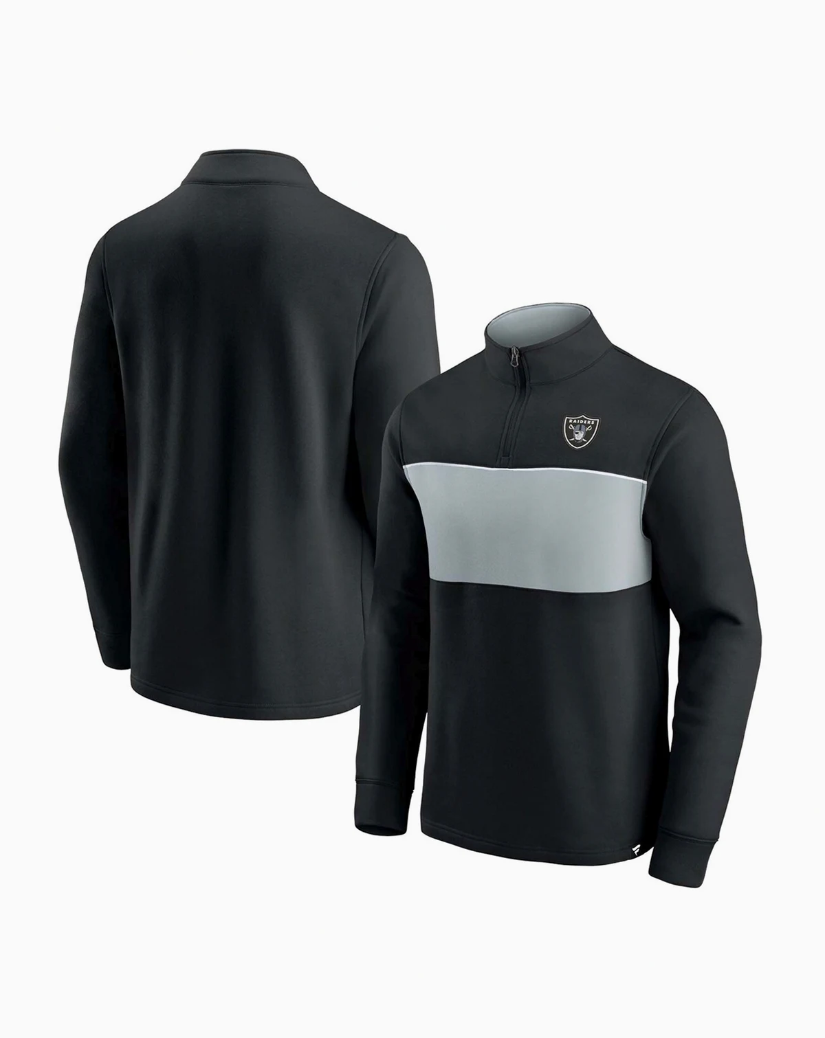 Men's Black and Silver Las Vegas Raiders Block Party Quarter-Zip Jacket