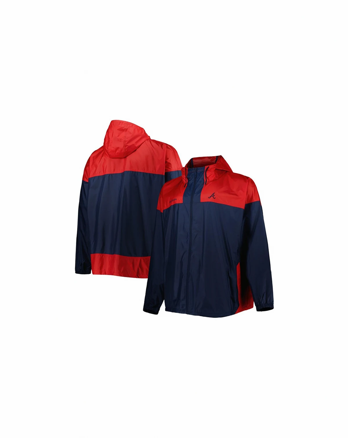 Men's Navy Atlanta Braves Flash Forward Challenger Big and Tall Omni-Shade Full-Zip Windbreaker